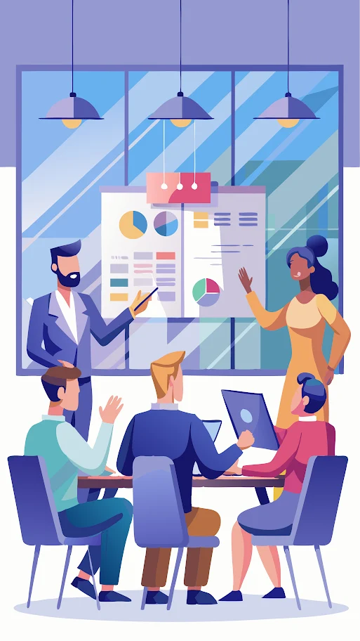 A group of people are sitting around a table in a conference room. They are all looking at a presentation on a laptop (casusbene-conversion-optimierung-1) A group of people are sitting around a table in a conference room. They are all looking at a presentation on a laptop (casusbene-conversion-optimierung-1)